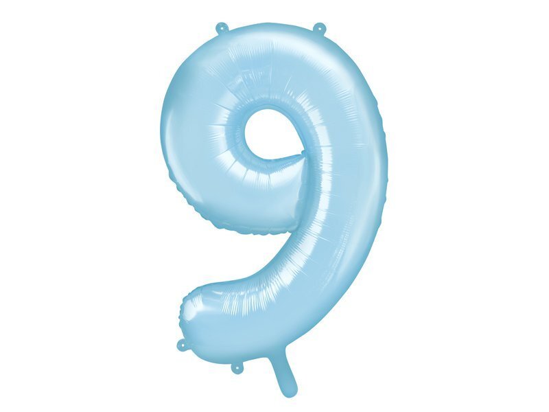 Fooliumist õhupall Number "9", 86 cm, sinine, 50 tk. hind ja info | Õhupallid | kaup24.ee