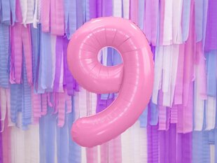 Воздушный шарик из фольги Номер "9", 86 см, розовый цена и информация | Шары | kaup24.ee