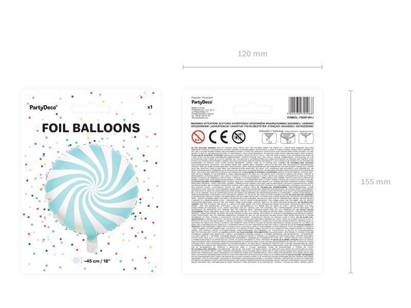 Fooliumist õhupallid Candy 45 cm, sinine, 50 tk. hind ja info | Õhupallid | kaup24.ee