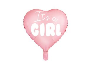 Fooliumist õhupallid Heart - It's a girl 45 cm light, roosa, 50 tk. hind ja info | Õhupallid | kaup24.ee