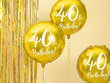 Fooliumist õhupallid 40th Birthday 45 cm, kuldne, 50 tk. цена и информация | Õhupallid | kaup24.ee