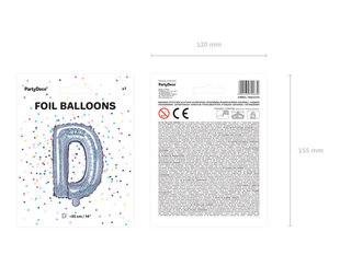 Fooliumist õhupallid Täht "D" 35 cm, hõbedane/läikiv, 50 tk. цена и информация | Шарики | kaup24.ee