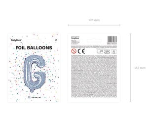 Fooliumist õhupallid Täht "G" 35 cm, hõbedane/läikiv цена и информация | Шары | kaup24.ee
