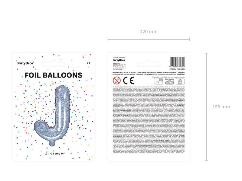 Fooliumist õhupallid Täht "J" 35 cm, hõbedane/läikiv цена и информация | Õhupallid | kaup24.ee