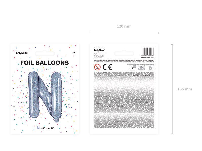 Fooliumist õhupallid Täht "N" 35 cm, hõbedane/läikiv цена и информация | Õhupallid | kaup24.ee