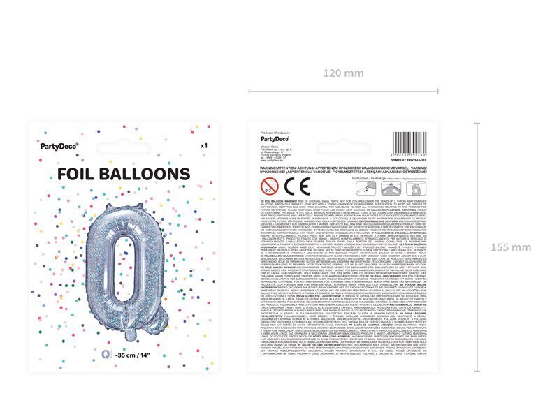 Fooliumist õhupallid Täht "Q" 35 cm, hõbedane/läikiv hind ja info | Õhupallid | kaup24.ee