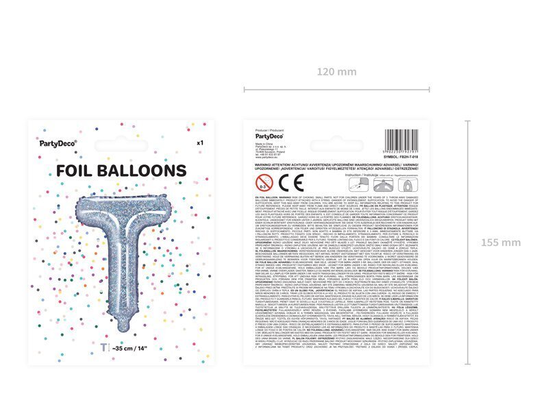 Fooliumist õhupallid Täht "T" 35 cm, hõbedane/läikiv hind ja info | Õhupallid | kaup24.ee