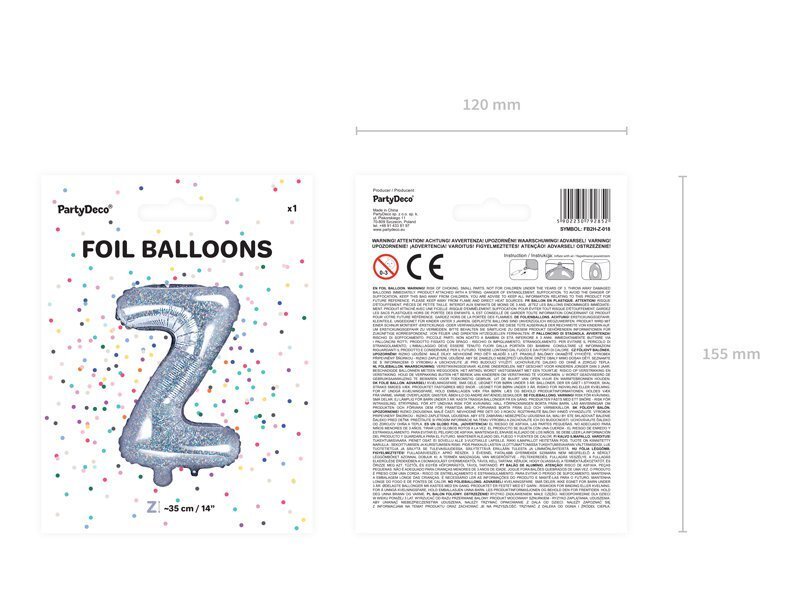 Fooliumist õhupallid Täht "Z" 35 cm, hõbedane/läikiv hind ja info | Õhupallid | kaup24.ee