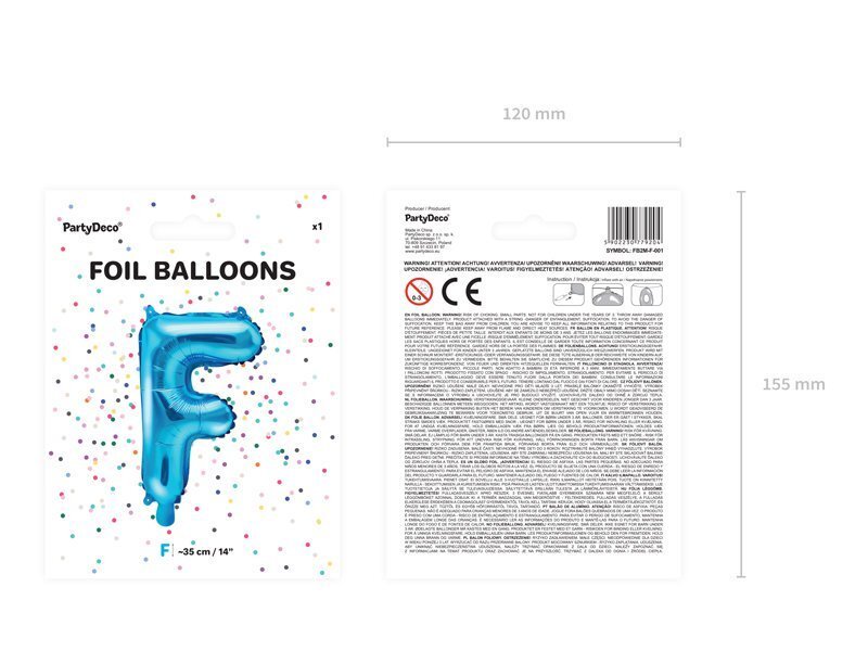 Fooliumist õhupallid Täht "F" 35 cm, sinine hind ja info | Õhupallid | kaup24.ee