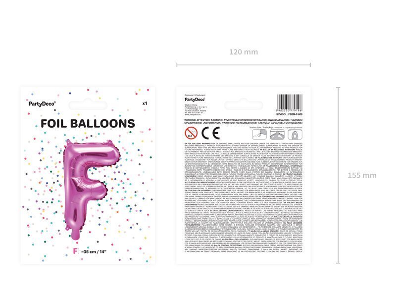 Fooliumist õhupallid Täht "F" 35 cm, roosa, 50 tk. цена и информация | Õhupallid | kaup24.ee