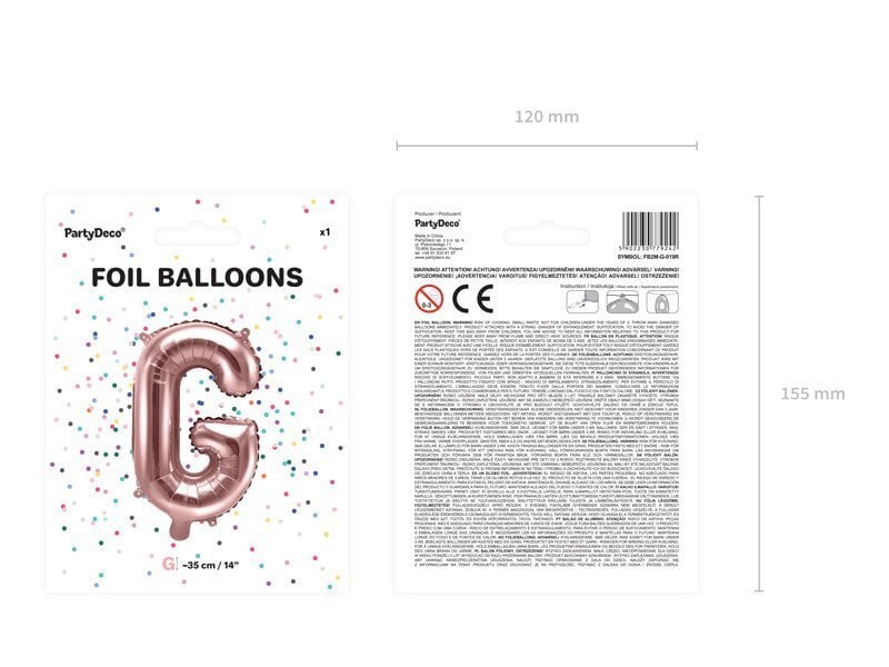 Fooliumist õhupallid Täht "G" 35 cm, roosa/kuldne hind ja info | Õhupallid | kaup24.ee