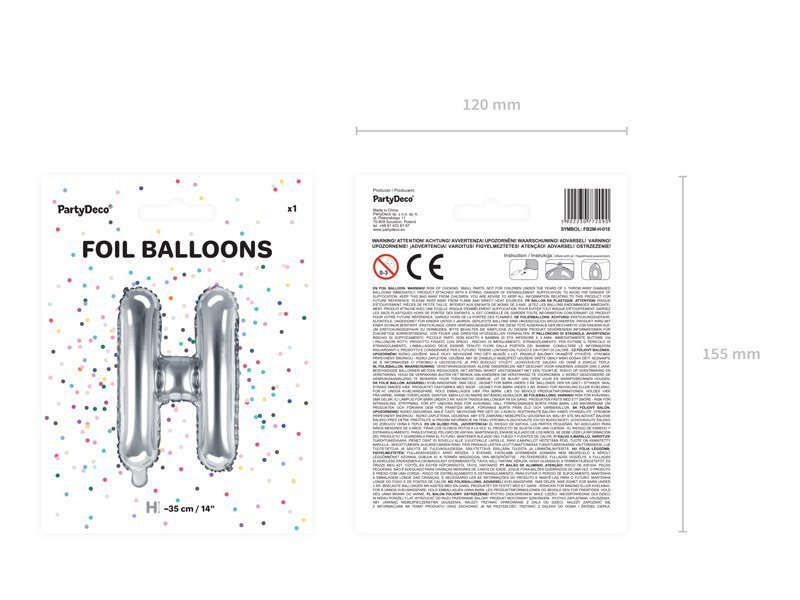 Fooliumist õhupallid Täht "H" 35 cm, hõbedane цена и информация | Õhupallid | kaup24.ee