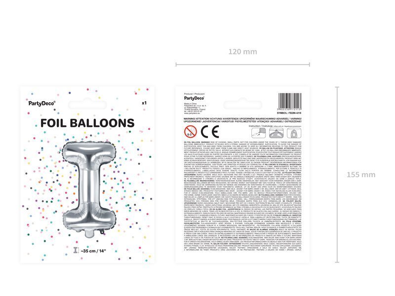 Fooliumist õhupallid Täht "I" 35 cm, hõbedane hind ja info | Õhupallid | kaup24.ee