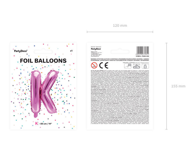 Fooliumist õhupallid Täht "K" 35 cm, roosa hind ja info | Õhupallid | kaup24.ee