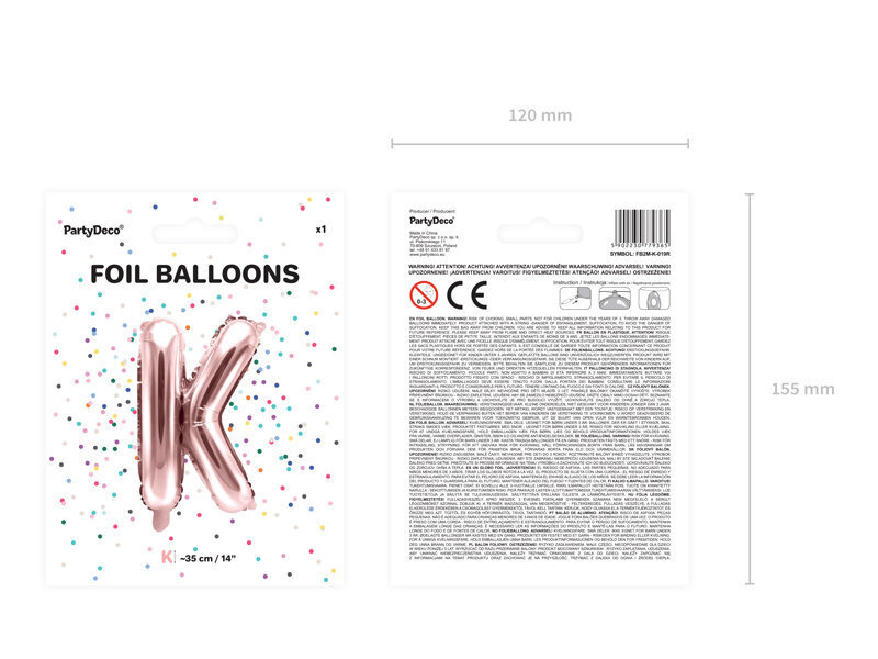 Fooliumist õhupallid Täht "K" 35 cm, roosa/kuldne hind ja info | Õhupallid | kaup24.ee