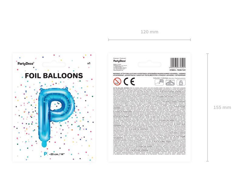 Fooliumist õhupallid Täht "P" 35 cm, sinine hind ja info | Õhupallid | kaup24.ee