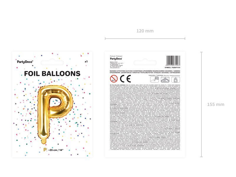 Fooliumist õhupallid Täht "P" 35 cm, kuldne hind ja info | Õhupallid | kaup24.ee