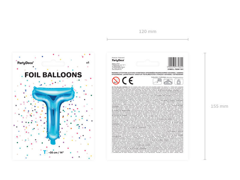 Fooliumist õhupallid Täht "T" 35 cm, sinine hind ja info | Õhupallid | kaup24.ee