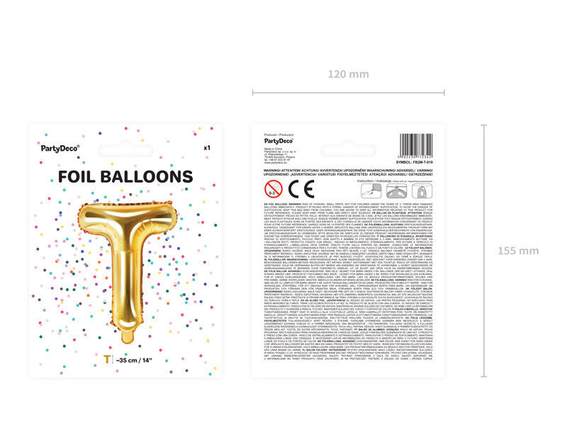Fooliumist õhupallid Täht "T" 35 cm, kuldne hind ja info | Õhupallid | kaup24.ee