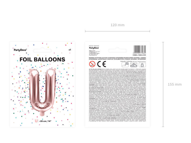 Fooliumist õhupallid Täht "U" 35 cm, roosa/kuldne цена и информация | Õhupallid | kaup24.ee