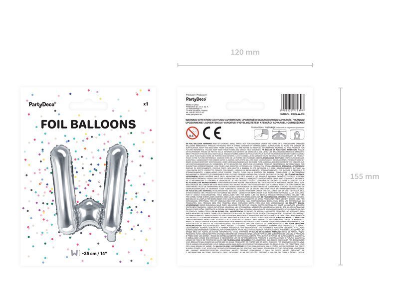 Fooliumist õhupallid Täht "W" 35 cm, hõbedane hind ja info | Õhupallid | kaup24.ee