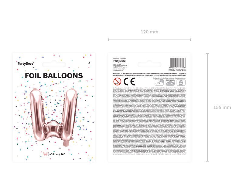 Fooliumist õhupallid Täht "W" 35 cm, roosa/kuldne hind ja info | Õhupallid | kaup24.ee