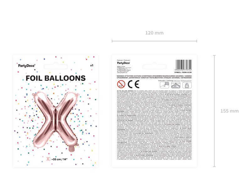 Fooliumist õhupallid Täht "X" 35 cm, roosa/kuldne цена и информация | Õhupallid | kaup24.ee
