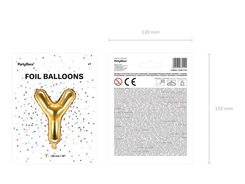 Fooliumist õhupallid Täht "Y" 35 cm, kuldne hind ja info | Õhupallid | kaup24.ee
