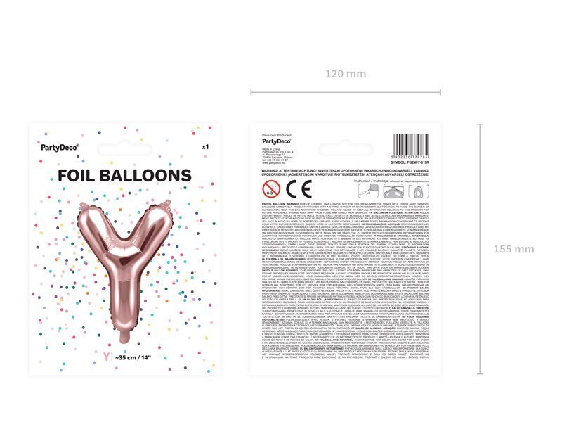 Fooliumist õhupallid Täht "Y" 35 cm, roosa/kuldne цена и информация | Õhupallid | kaup24.ee