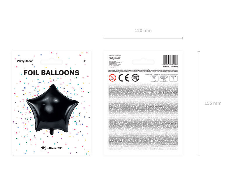 Fooliumist õhupallid Star 48 cm, must цена и информация | Õhupallid | kaup24.ee