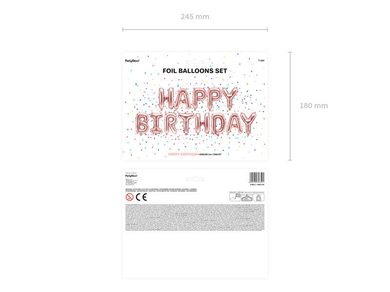 Fooliumist õhupallid Happy Birthday 340x35 cm, kuldne/roosa цена и информация | Õhupallid | kaup24.ee