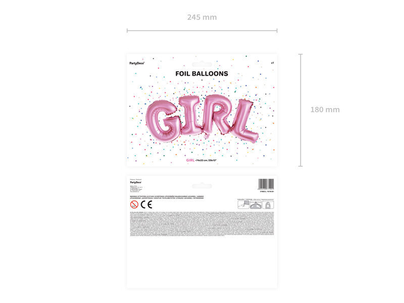Fooliumist õhupallid Girl 74x33 cm, roosa цена и информация | Õhupallid | kaup24.ee