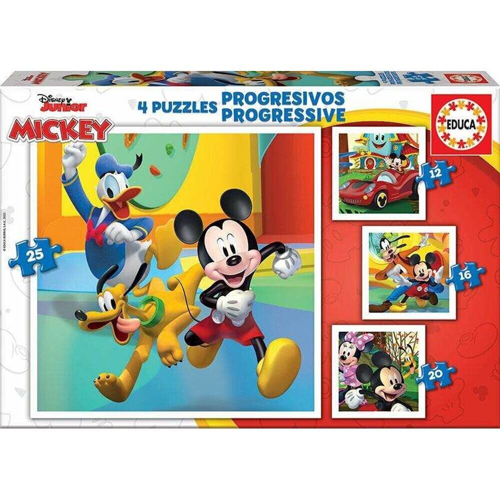 Pusle Educa Mickey & Friends (25 + 20 + 16 + 12 pcs) hind ja info | Pusled | kaup24.ee