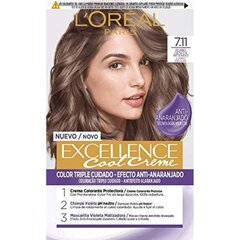 Перманентный крем-краска L'Oreal Make Up Excellence Cool Creme Интенсивный Золотисто-пепельный 7,11 цена и информация | Маски, масла, сыворотки | kaup24.ee