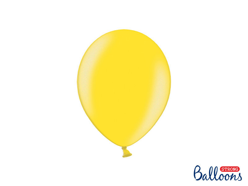 Tugevad õhupallid 23 cm Metallic Lemon, kollane, 100 tk. hind ja info | Õhupallid | kaup24.ee
