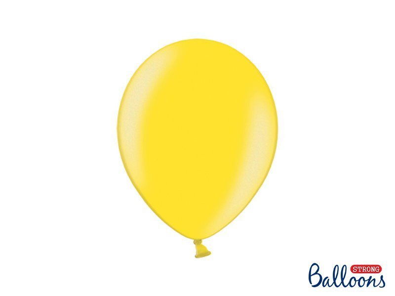 Tugevad õhupallid 27 cm Metallic Lemon, kollane, 100 tk. hind ja info | Õhupallid | kaup24.ee