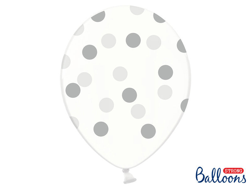 Õhupallid 30 cm Dots, läbipaistev, 6 tk. hind ja info | Õhupallid | kaup24.ee