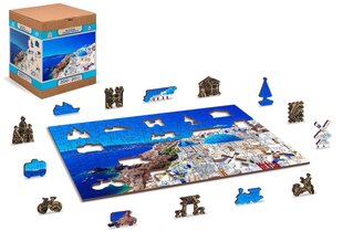 Puidust erikujuliste tükkidega pusle "Santorini, Greece" Wooden Puzzle 200 pcs / Wooden.city hind ja info | Pusled | kaup24.ee