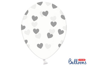 Õhupallid 30 cm Hearts, läbipaistev, 6 tk. цена и информация | Шарики | kaup24.ee