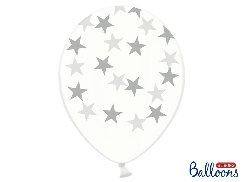 Õhupallid 30 cm Stars, läbipaistev, 6 tk. цена и информация | Õhupallid | kaup24.ee