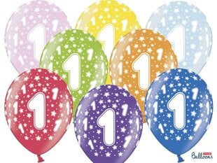 Õhupallid 30 cm 1st Birthday Metallic, erinevad värvid, 6 tk. hind ja info | Õhupallid | kaup24.ee