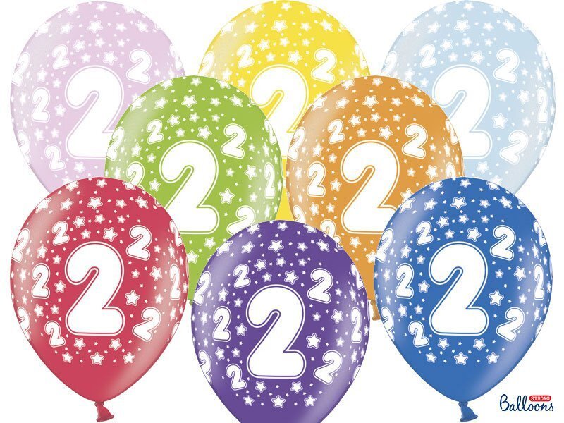 Õhupallid 30 cm 2nd Birthday Metallic, erinevad värvid, 50 tk. hind ja info | Õhupallid | kaup24.ee