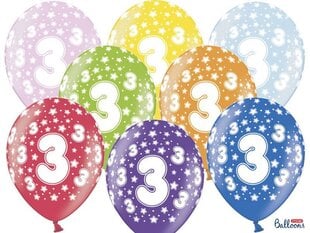 Õhupallid 30 cm 3rd Birthday Metallic, erinevad värvid, 50 tk. цена и информация | Шары | kaup24.ee