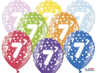 Õhupallid 30 cm 7th Birthday Metallic, erinevad värvid, 6 tk. hind ja info | Õhupallid | kaup24.ee