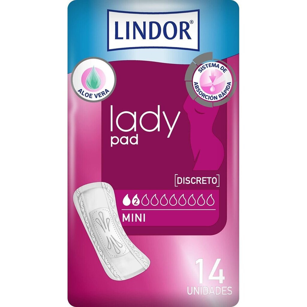 Uriinipidamatuse hügieeniside Lindor Lady Pad Mini 14 Ühikut цена и информация | Tampoonid, hügieenisidemed, menstruaalanumad | kaup24.ee