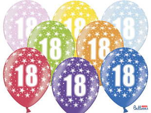 Õhupallid 30 cm 18th Birthday Metallic, erinevad värvid, 50 tk. hind ja info | Õhupallid | kaup24.ee