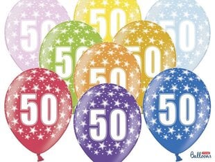 Õhupallid 30 cm 50th Birthday Metallic, erinevad värvid, 6 tk. hind ja info | Õhupallid | kaup24.ee