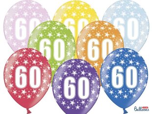 Õhupallid 30 cm 60th Birthday Metallic, erinevad värvid, 6 tk. hind ja info | Õhupallid | kaup24.ee