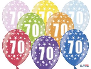 Õhupallid 30 cm 70th Birthday Metallic, erinevad värvid, 6 tk. hind ja info | Õhupallid | kaup24.ee