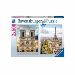 Головоломка Ravensburger Paris & Notre Dame 2 x 500 Предметы цена и информация | Пазлы | kaup24.ee